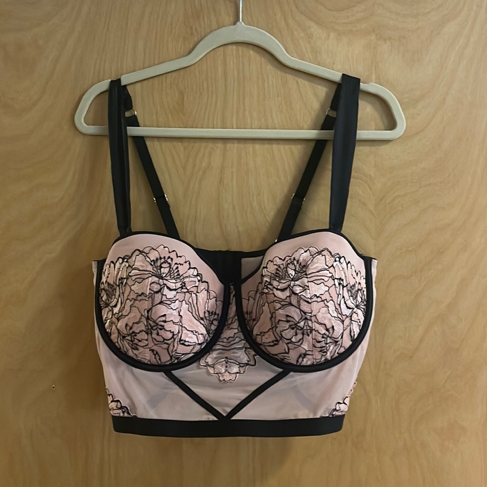 auden pink and black lace bra/corset top